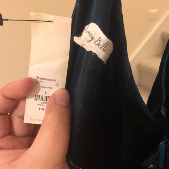 NWT Francesca’s Teal Green Velvet Mini Dress - Picture 6 of 12